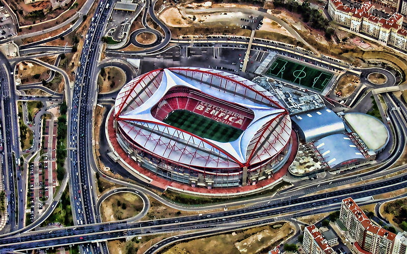 Estadio da Luz, R, aerial view, Benfica Stadium, football stadium, soccer, Benfica arena, Lisbon, Portugal, HD wallpaper
