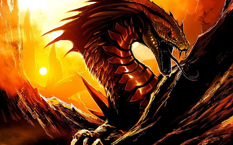Dragon, fire, fantasy, flames, bronze, dragons, HD wallpaper | Peakpx