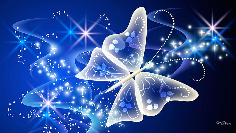 The Magical Butterfly, stars, glow, lustre, shine, butterflies, abstract, glimmer, sparkle, butterfly, luster, papillon, HD wallpaper