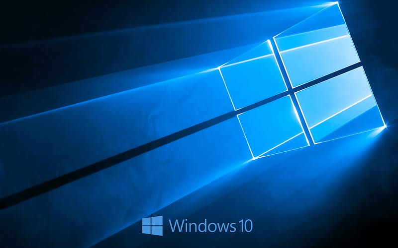 Windows 10, blue smoke, blue logo, Microsoft, blue background, Windows 10 abstract logo, HD wallpaper