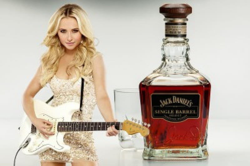 Hayden Panettiere/Jack Daniel's, Guitar, Model, Whiskey, Blonde, HD wallpaper