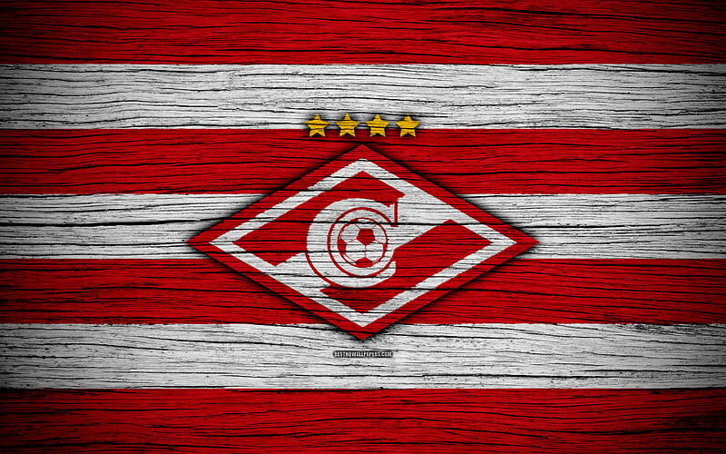 FC Spartak Moscow wooden texture, Russian Premier League, soccer, football club, Russia, Spartak Moscow, logo, art, Spartak, football, Spartak Moscow FC, HD wallpaper