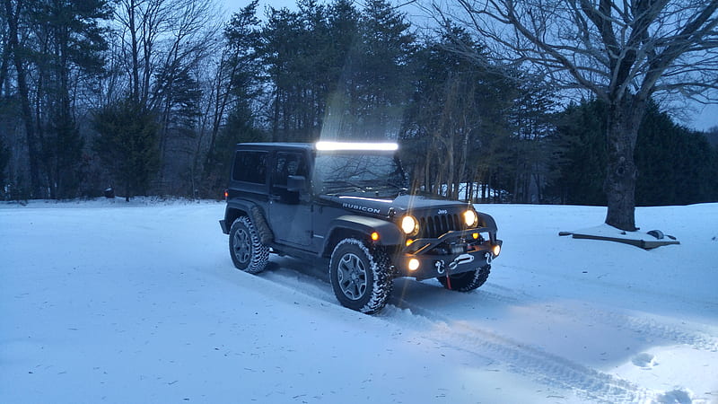 Jeep, 4x4, offroad, rubicon, snow, wrangler, HD wallpaper