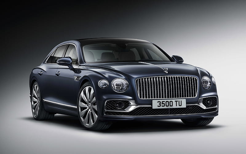 Bentley Flying Spur, 2020, exterior, front view, luxury car, new gray Flying Spur, British cars, Bentley, HD wallpaper