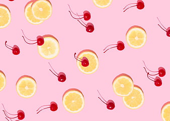 Red raspberry strawberry lemon colorful pattern on pink background Fresh  berry closeup strawberry wallpaper top view Lemonade creative concept  fashionable trendy summer beverage flat lay Stock Photo  Adobe Stock