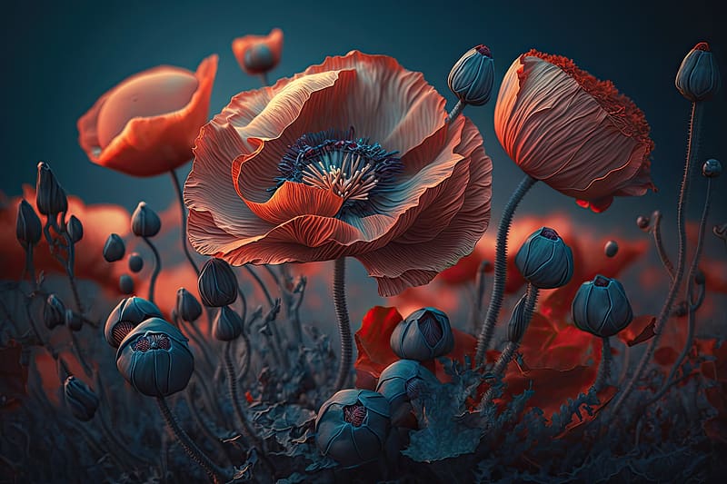 ❤️, Flowers, Buds, Summer, Poppies, Red, HD wallpaper
