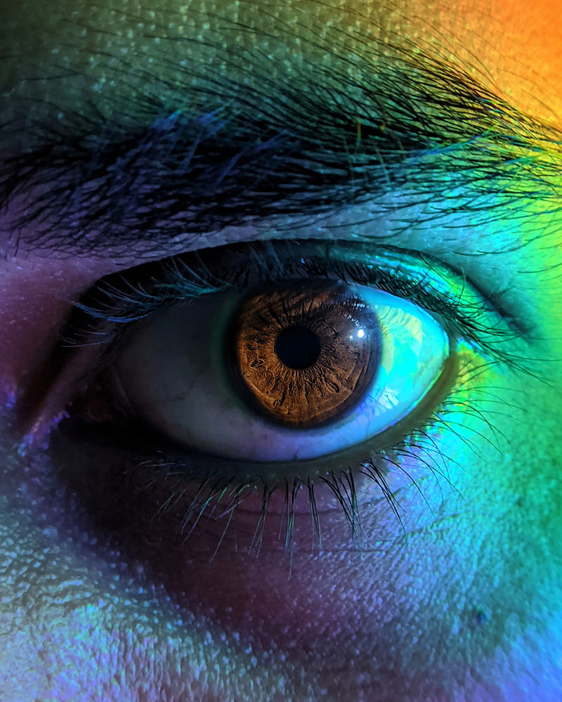 eye, pupil, eyelashes, macro, multicolored, HD phone wallpaper