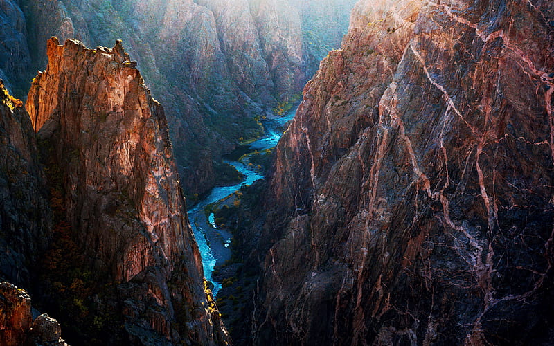 The painted wall of the Black Canyon of the Gunnison in Colorado, river, usa, landscape, mountains, HD wallpaper