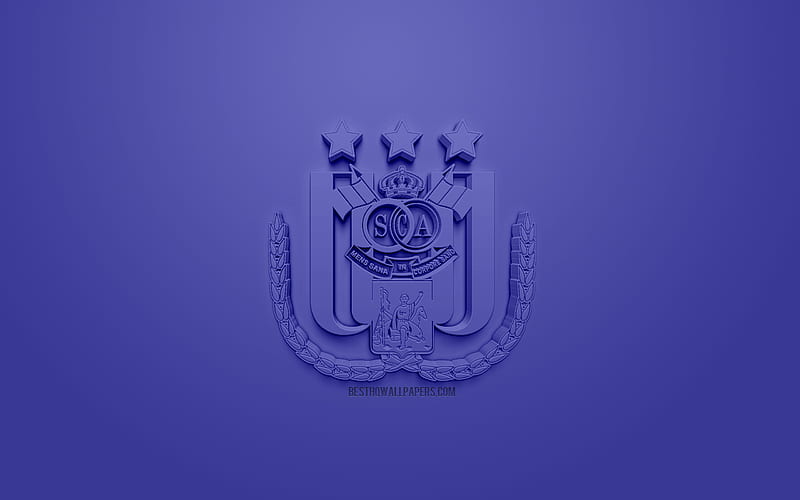 RSC Anderlecht, creative 3D logo, purple background, 3d emblem, Belgian football club, Jupiler Pro League, Brussels, Belgium, Belgian First Division A, 3d art, football, stylish 3d logo, HD wallpaper