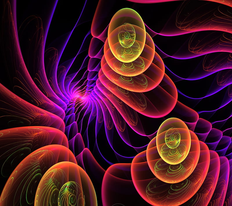 Swirl, 3d, abstract, fractal, glow, neon, HD wallpaper