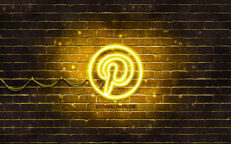 Pinterest yellow logo yellow brickwall, Pinterest logo, social networks,  Pinterest neon logo, HD wallpaper | Peakpx