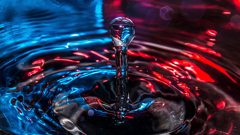 Blue Red Water Drop Waves Abstract, HD wallpaper