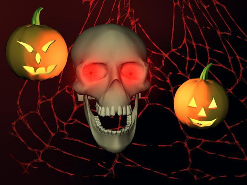 A Skeletal Halloween, october 31, candy, halloween, jack o lantern, holliday, scary, skull, kids, HD wallpaper