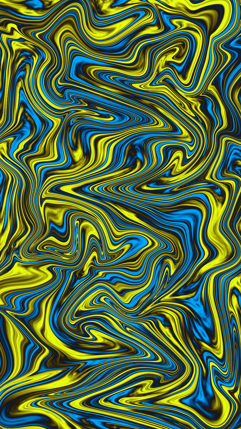 Yellow blue gum, abstract, cream, flow, lava, liquid, oil, HD phone wallpaper