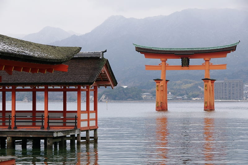 Itsukushima Shrine, gate, torii, itsukushima, japanese, ocean, sea, japan,  shrine, HD wallpaper | Peakpx