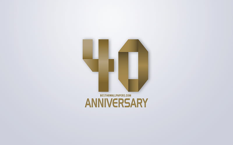 40th Anniversary, Anniversary golden origami Background, creative art, 40 Years Anniversary, gold origami letters, 40th Anniversary sign, Anniversary Background, HD wallpaper