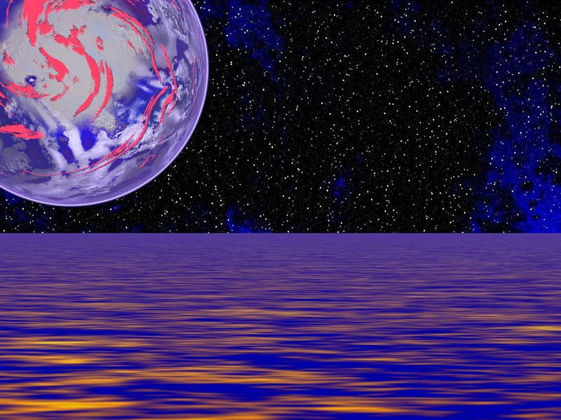 Night, stars, moon, water, abstract, HD wallpaper Night, stars, moon, water, abstract, HD wallpaper