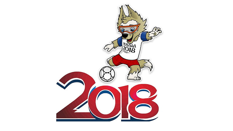 Soccer, FIFA World Cup, logo, Russia 2018, wolf-footballer, symbol World Cup 2018, HD wallpaper
