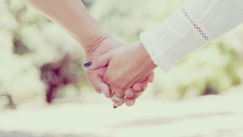 Couple Holding Hands Close Up In Blur Background Couple, HD wallpaper