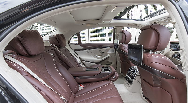 2018 Mercedes-Benz S-Class S 400 d 4MATIC (Color: designo Mocha Black Metallic) - Interior, Rear Seats , car, HD wallpaper