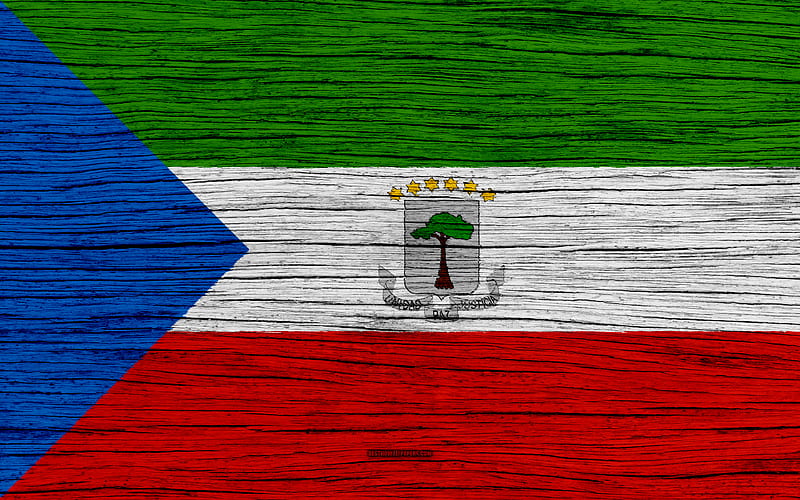 Flag of Equatorial Guinea Africa, wooden texture, national symbols, Equatorial Guinea flag, art, Equatorial Guinea, HD wallpaper