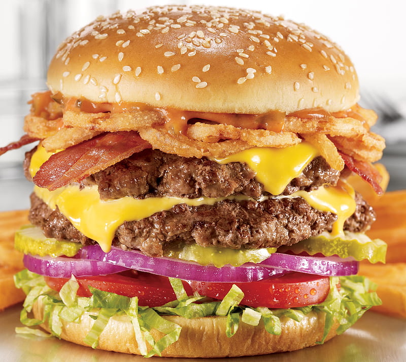Burger, bacon, chips, HD wallpaper | Peakpx