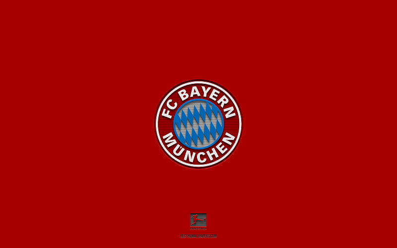 FC Bayern Munich, red background, German football team, Bayern Munich emblem, Bundesliga, Germany, football, Bayern Munich logo, HD wallpaper