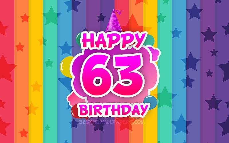 Happy 63rd birtay, colorful clouds Birtay concept, rainbow background, Happy 63 Years Birtay, creative 3D letters, 63rd Birtay, Birtay Party, 63rd Birtay Party, HD wallpaper