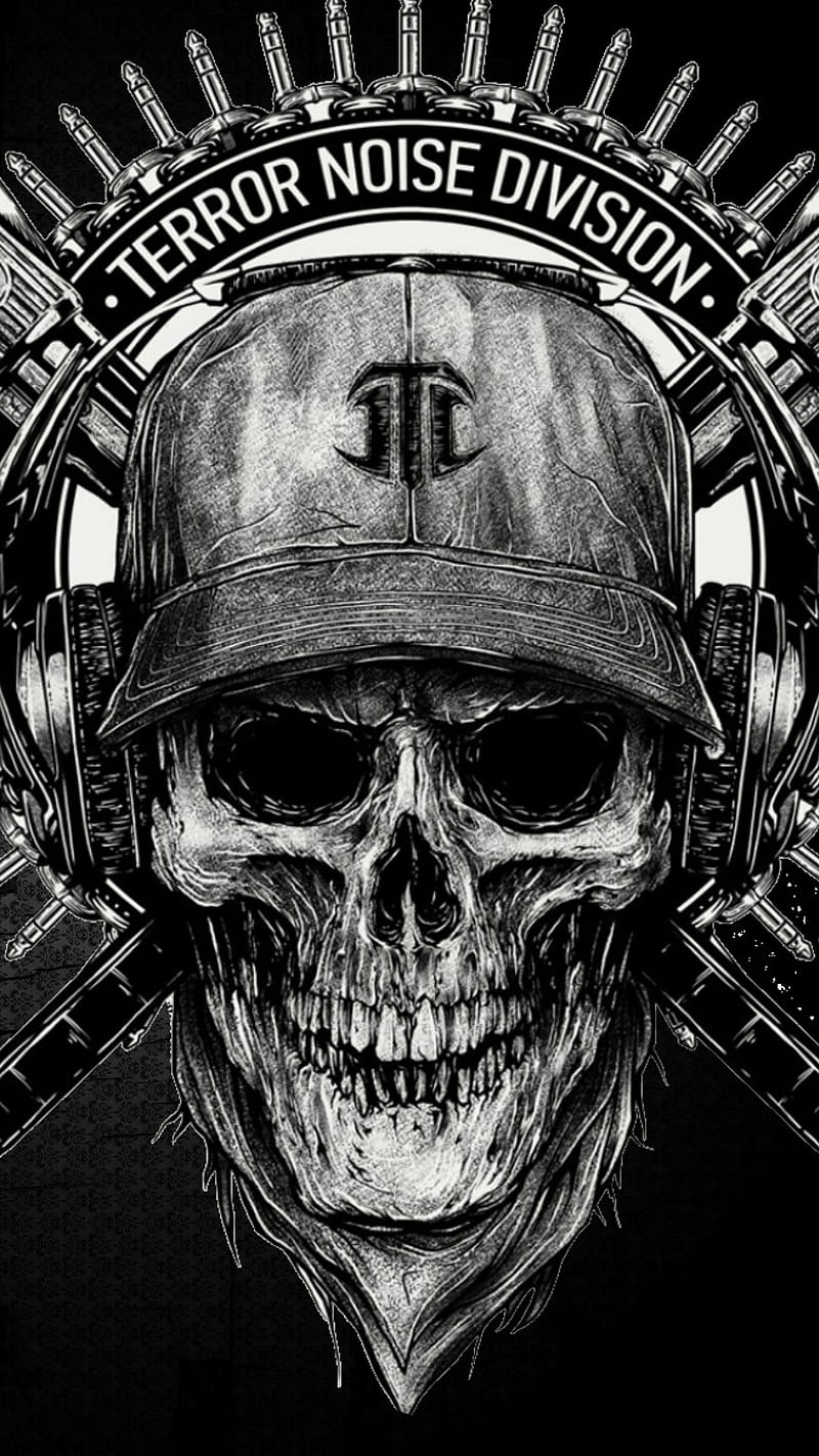 Skull, cap, headphones, music, HD phone wallpaper