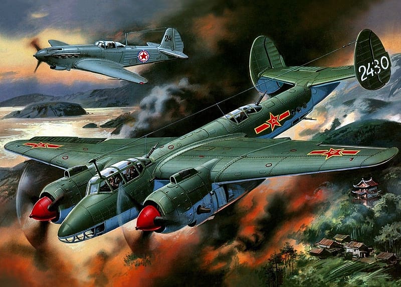 North Korean Tu-2, Tupolev Tu 2, Art, Korean War, North Korean Air Force, Artwork, HD wallpaper