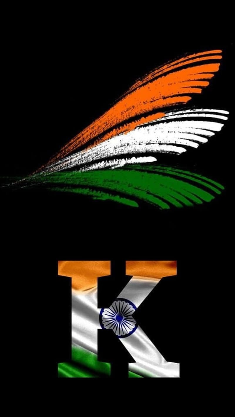 K Name Ka Tiranga, Black Background, tricolour, national flag, HD phone wallpaper