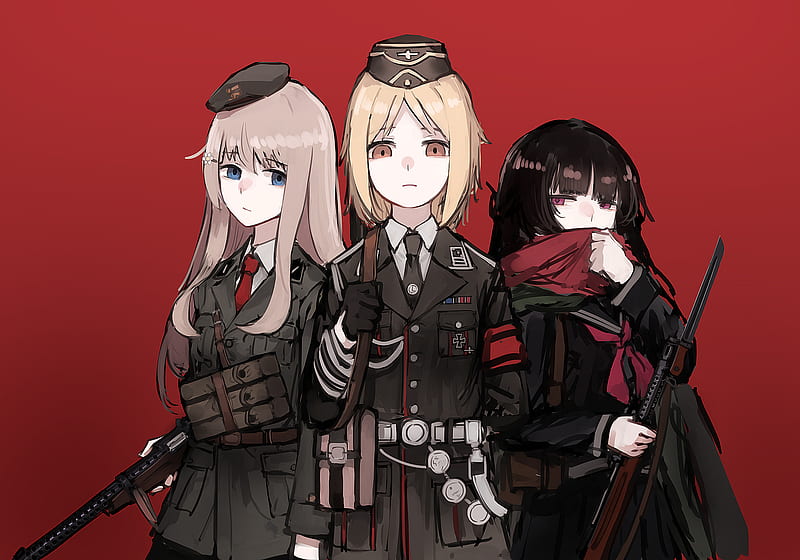Anime, Touhou, Beretta 38 (Girls Frontline), MP40 (Girls Frontline), Type 100 (Girls Frontline), HD wallpaper