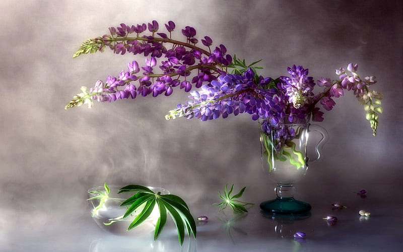 Still life, purple, leaf, green, vase, flower, HD wallpaper | Peakpx