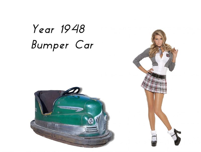 Lusse Auto Skooter Bumper Car & Supermodel, cute, antique amusement ride, bumper car , girl, teen, hot, sexy, HD wallpaper