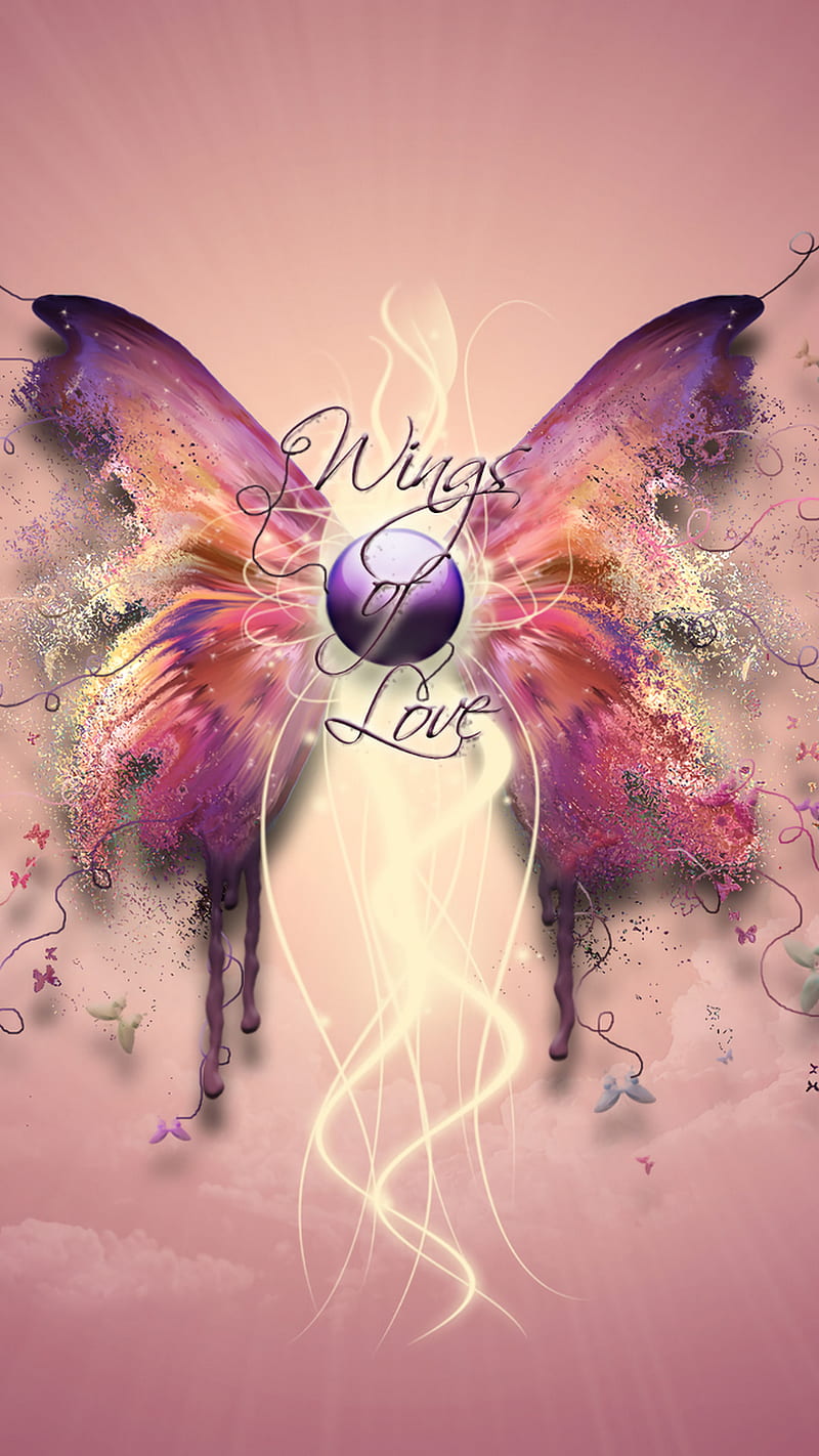 Wings of Love, love, pink, rainbow butterfly, HD phone wallpaper ...