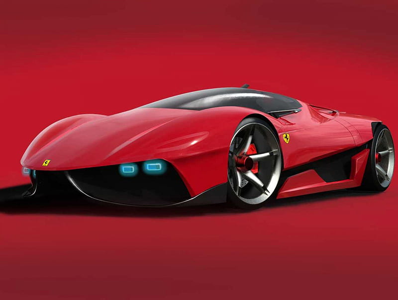 Futuristic Ferrari car, red, future, ferrari, car, futuristic, HD wallpaper