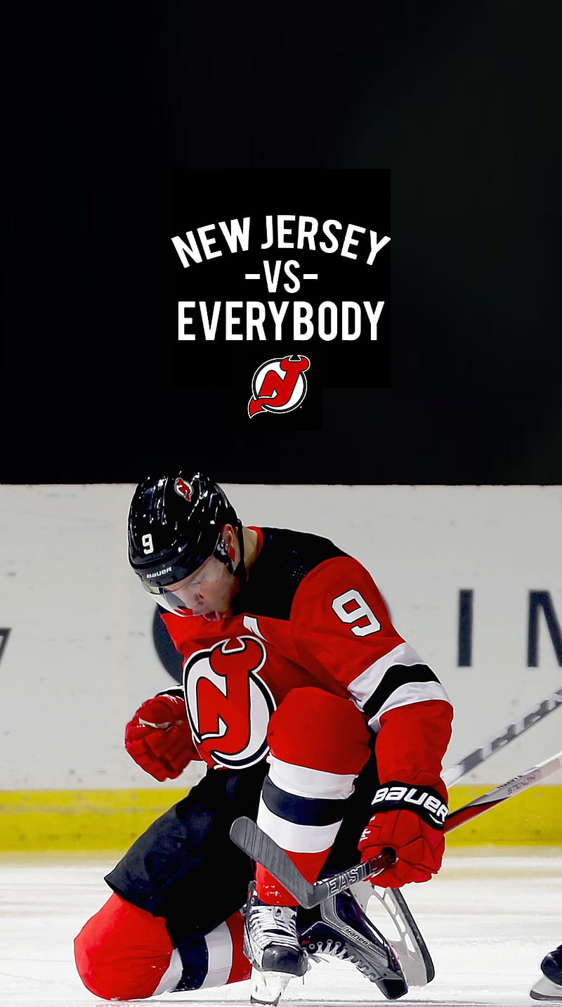 NJ vs Everybody, hockey, devils, taylor hall, new jersey devils, nhl, nj devils, black, red, HD phone wallpaper