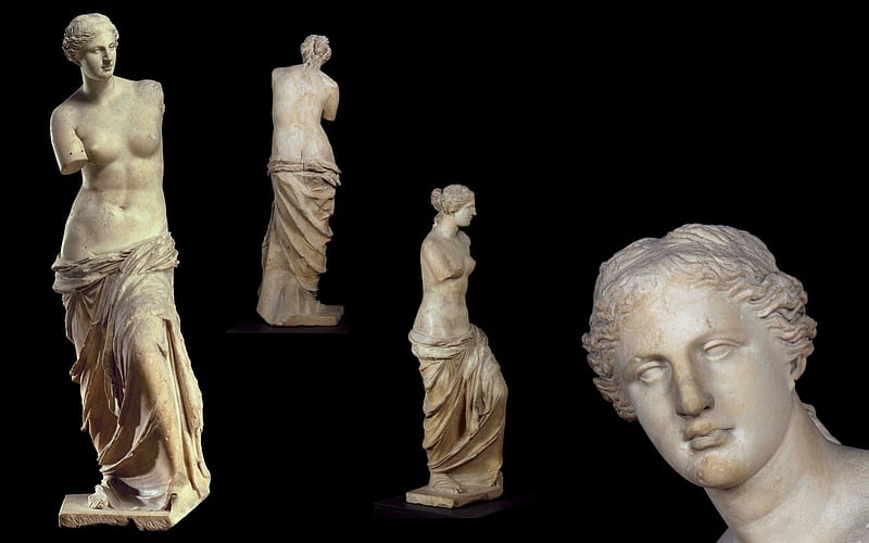 Aphrodite of Milos, greece, venus de milo, paris, black, marble, sculpture, venus, statue, france, louvre, aphrodite, HD wallpaper