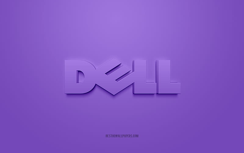 Dell logo, purple background, Dell 3d logo, 3d art, Dell, brands logo, purple 3d Dell logo, HD wallpaper