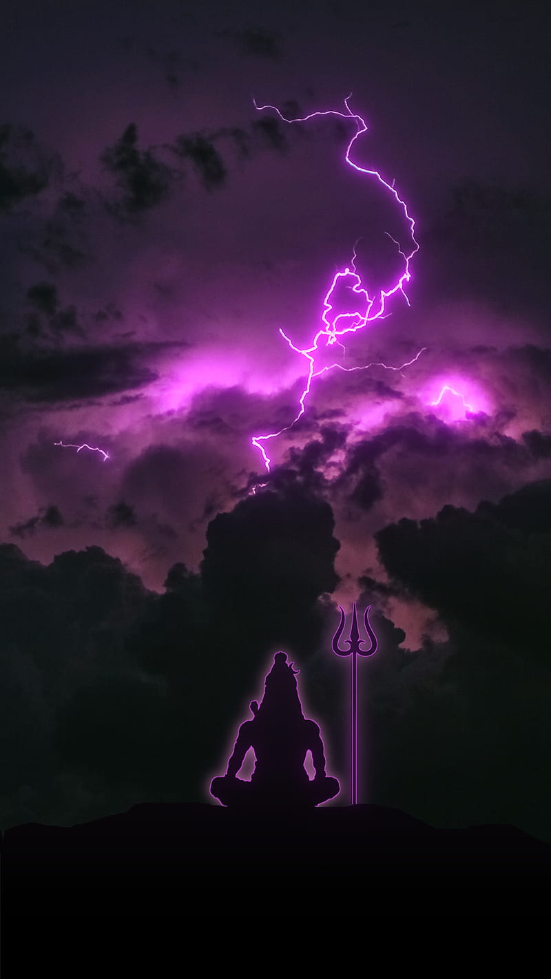 shiva, lightning, lord shiv, storm, god, HD phone wallpaper