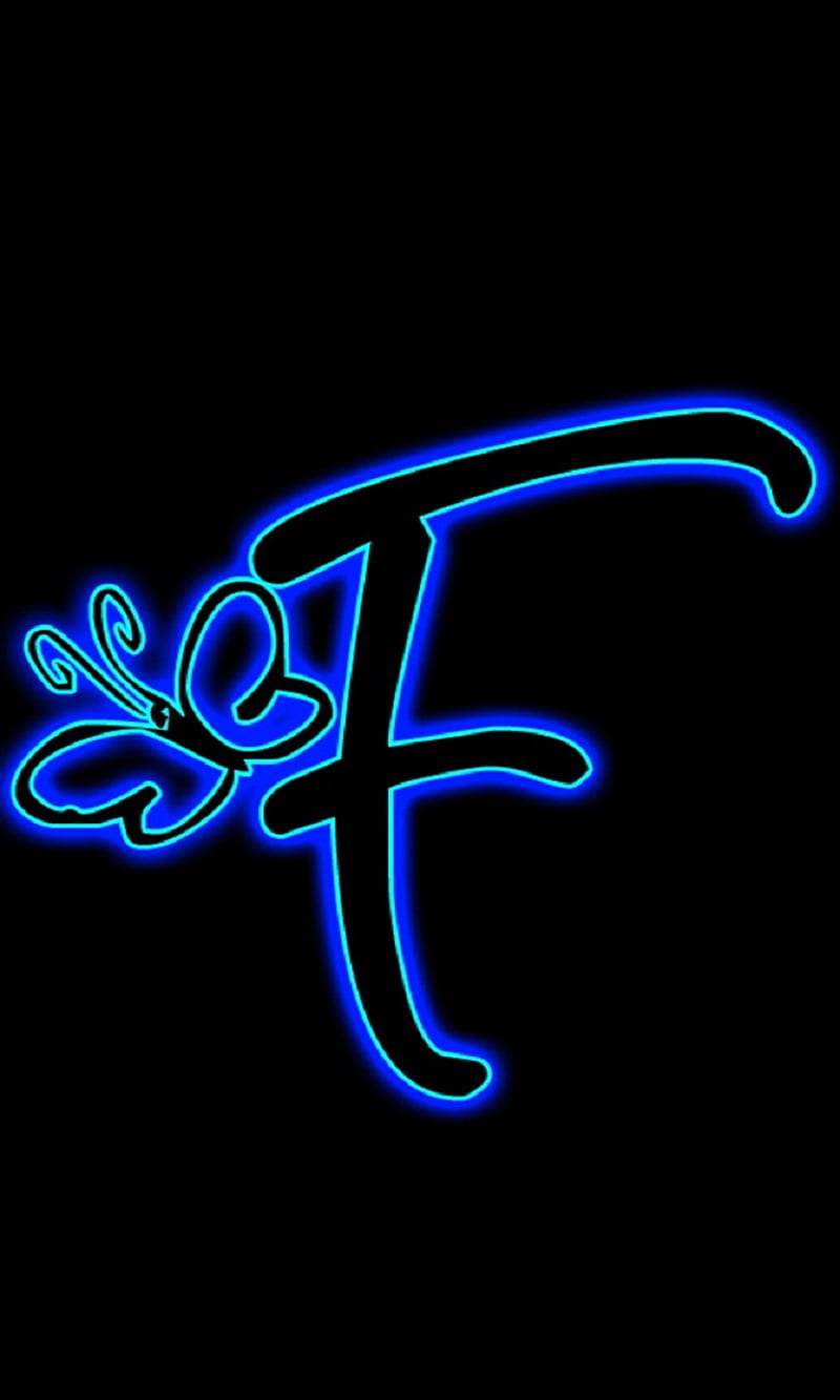 Alphabet F, blue, cool, letter, letter f, neon, HD phone wallpaper