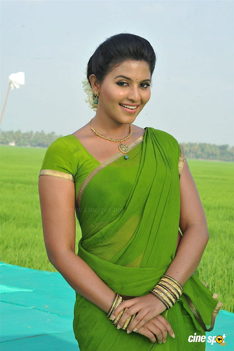 Anjali, face, smiling, saree, HD phone wallpaper