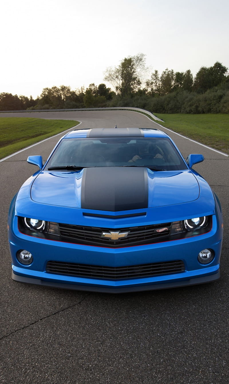 Blue Camaro, car, chevrolet, chevy, modifed, muscle, tuning, HD phone wallpaper