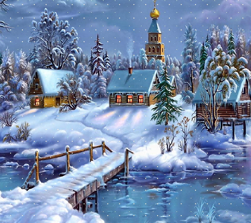 Christmas Night, christmas, new year, winter, HD wallpaper