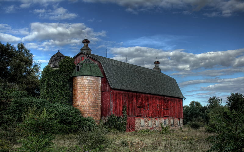 Old Farmhouse, farm, , house, ranch, wds, HD wallpaper