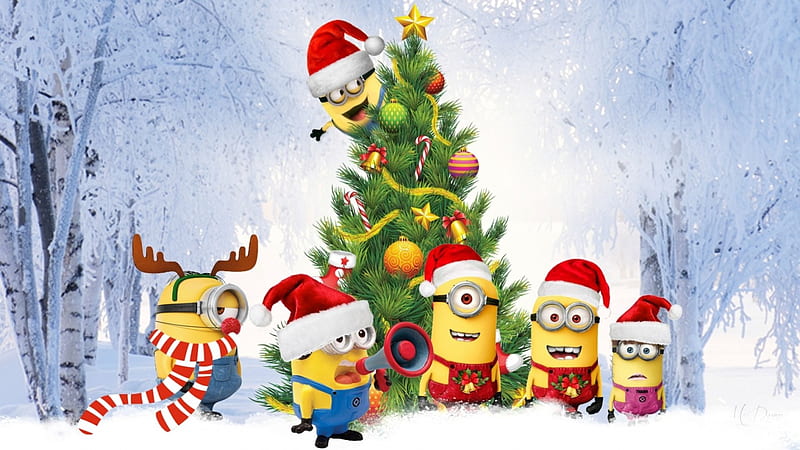 Minions Christmas minions christmas tree HD phone wallpaper  Peakpx