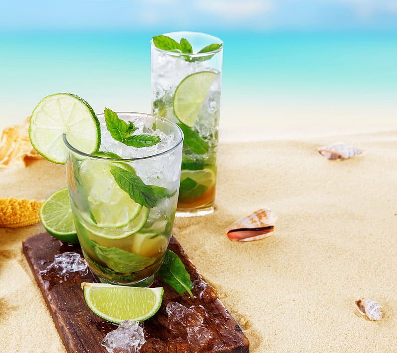 Mojito, beach, cocktail, drink, lime, HD wallpaper