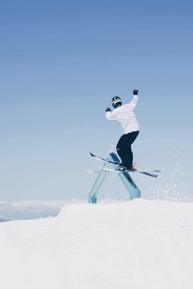 skier, jump, trick, ski, snow, sport, HD phone wallpaper