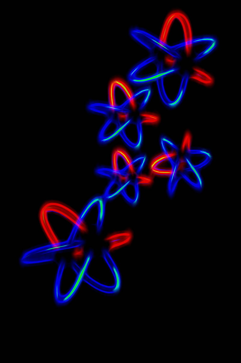 molecules, atoms, neon, compounds, blue, red, HD phone wallpaper