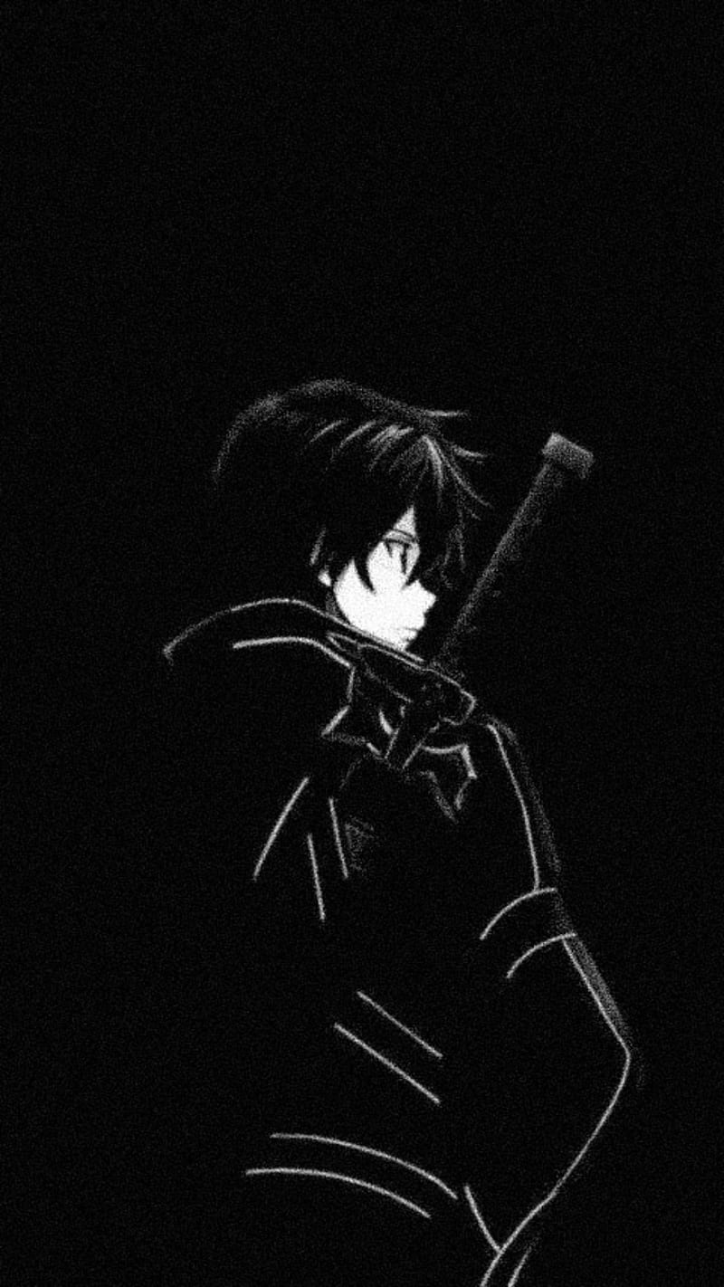 Chico con katana, anime, negro, un color, blanco, Fondo de pantalla de  teléfono HD | Peakpx